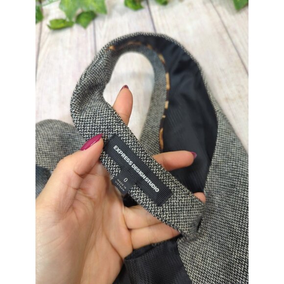 Express Design Studio Tweed Halter Vest Top Gray Wool Blend Double Breasted 0 RE - Picture 7 of 7